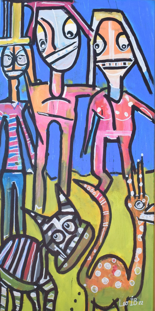 Familyzoo maleri i akryl 65x125cm