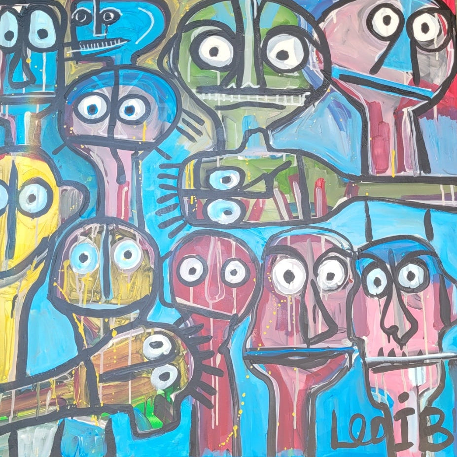 Heads maleri 90x90cm