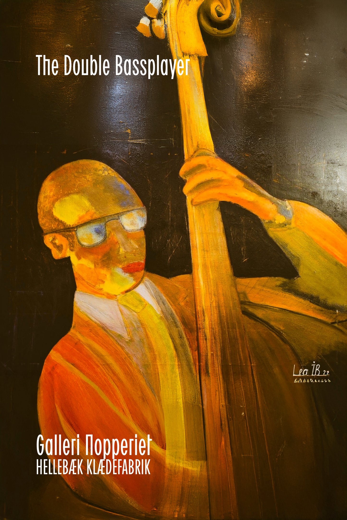 The Double Bassplayer plakat i A1 med sort ramme