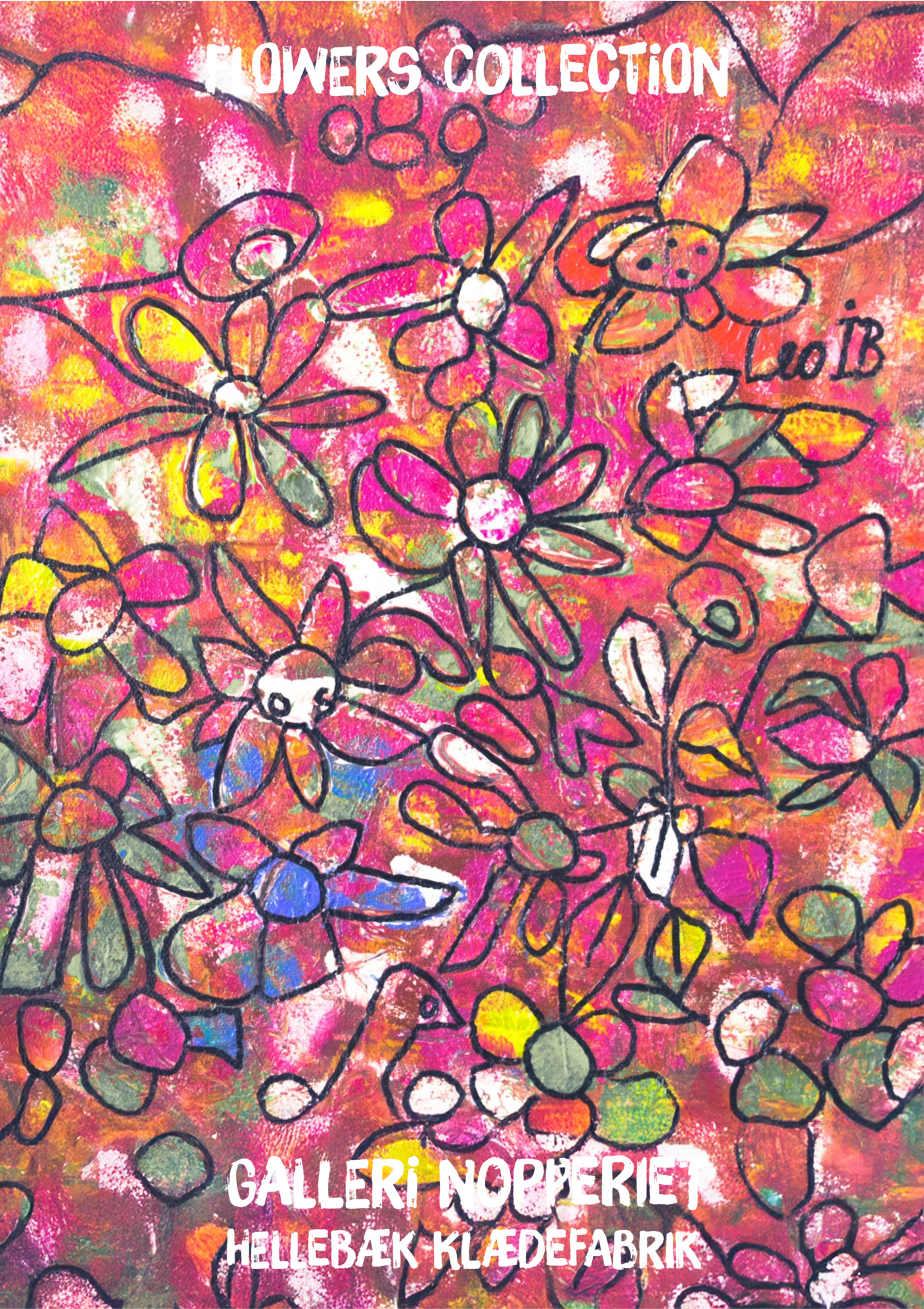 Flower Collection rød plakat A3 med sort ramme