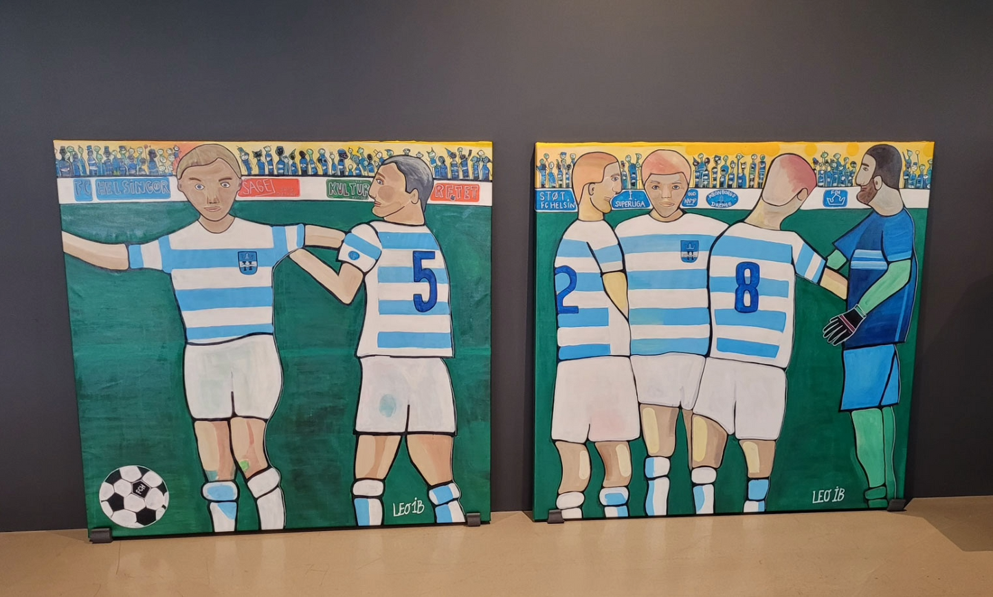 2 stk Fodboldmalerier 2x 120x120cm