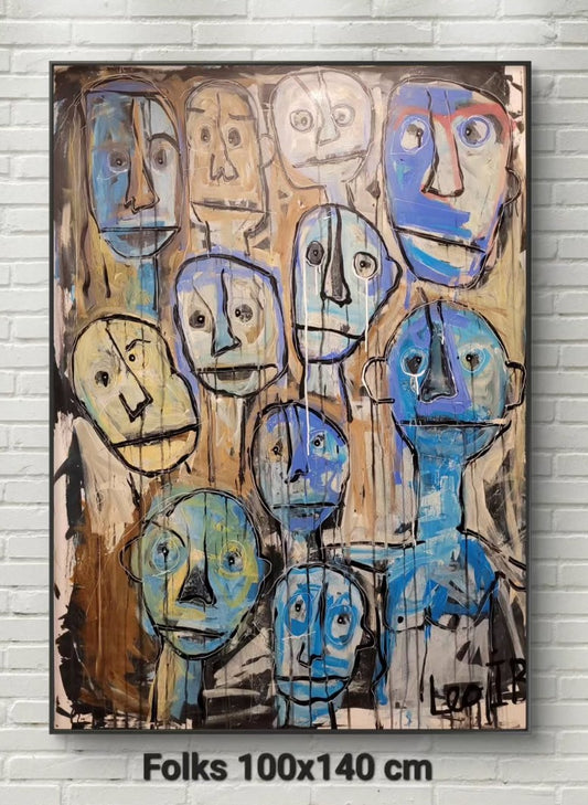 Folks akrylmaleri 100x140cm