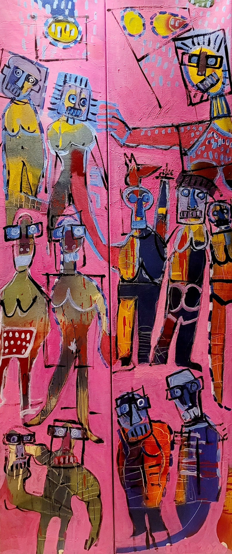 2 stk Hulemalerier maleri 2x 38x180cm