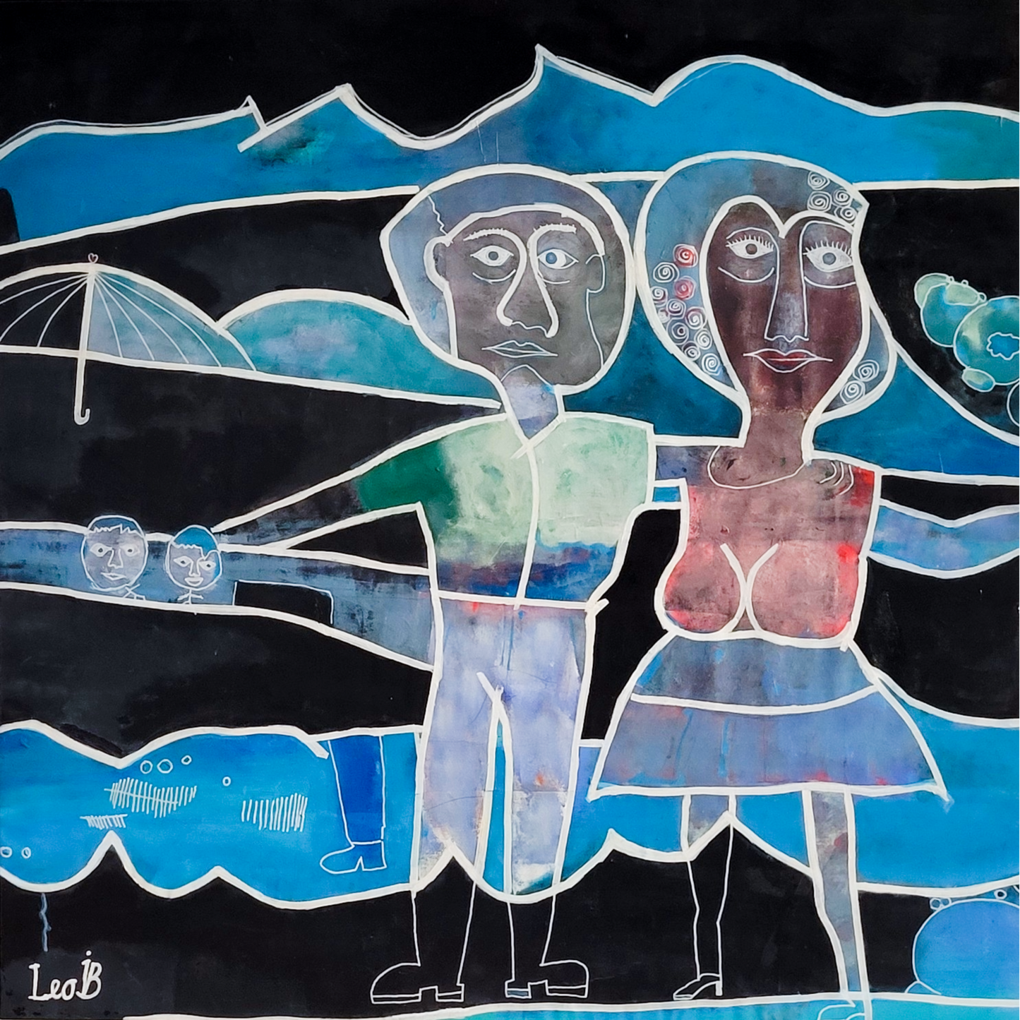 Agnete og Havmand maleri 120x120cm