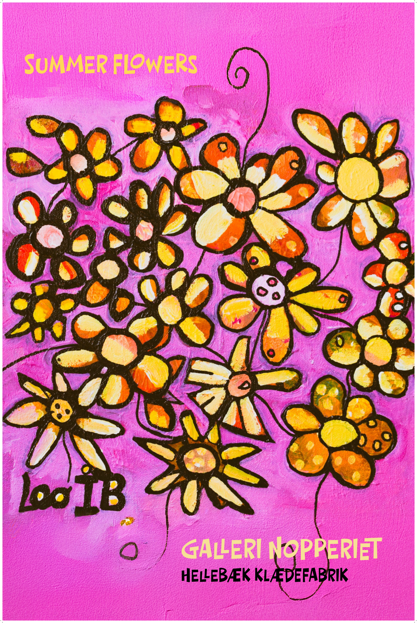 Summer flowers plakat i A2 med sort ramme