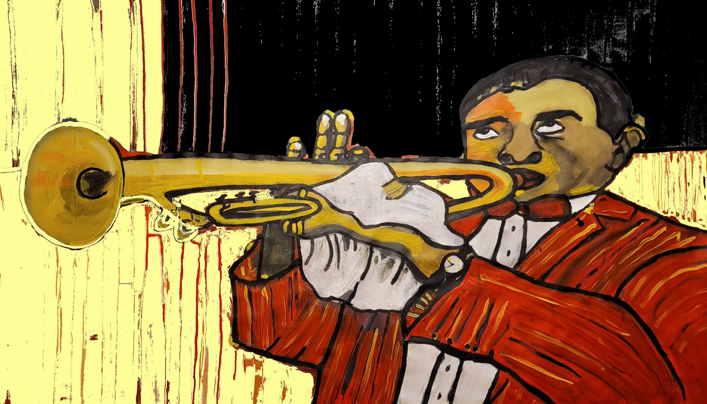 Trompetspilleren maleri 90x160cm