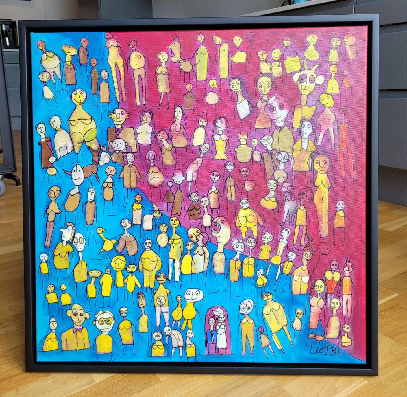 Wedding by the Sea II maleri i sort ramme 66x66cm